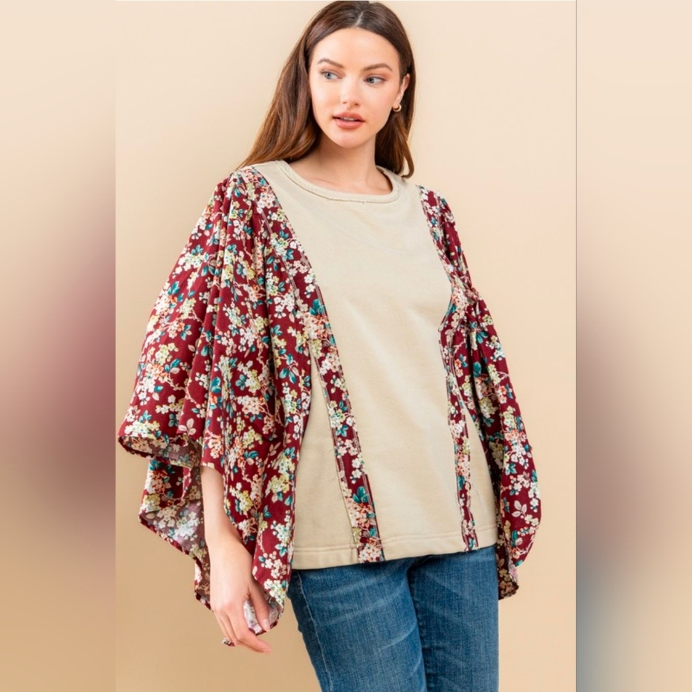 NEW!!! Oddi Floral Flutter Sleeve Blouse, NWT - Picture 7 of 8